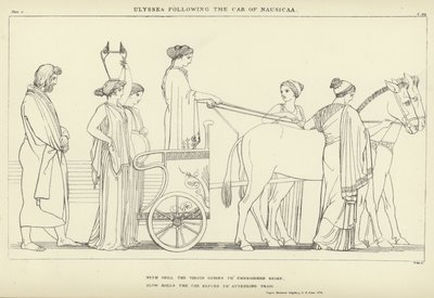 Ulises siguiendo el carro de Nausícaa de John Flaxman